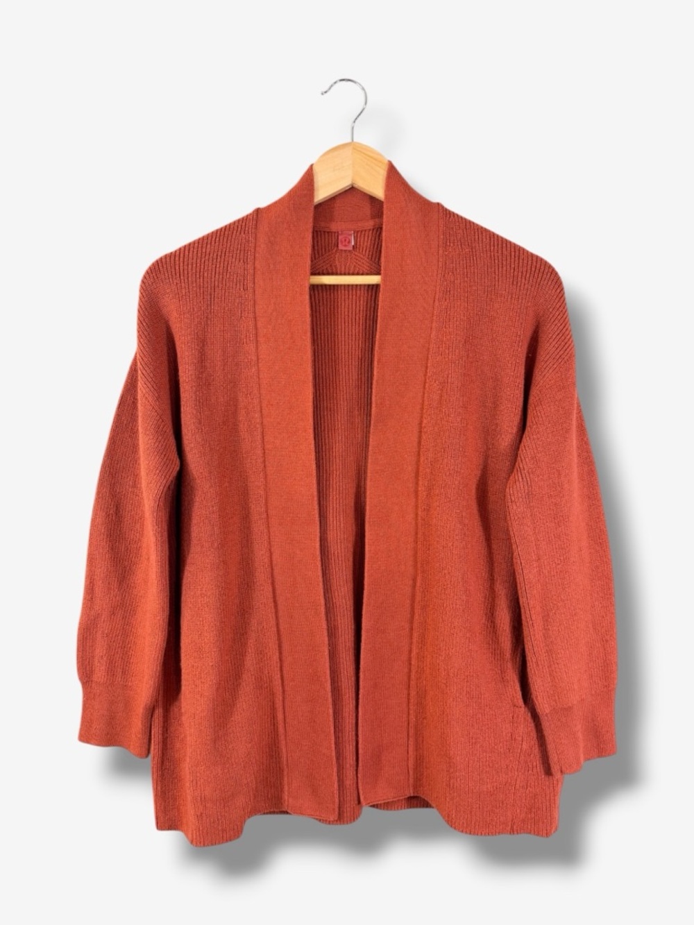 Lululemon Merino Wool Blend Ribbed Long Wrap Sweater Size 0 Cayenne Red Athletic